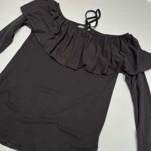 Chaser long sleeve tshirt with ruffle and neck detail
